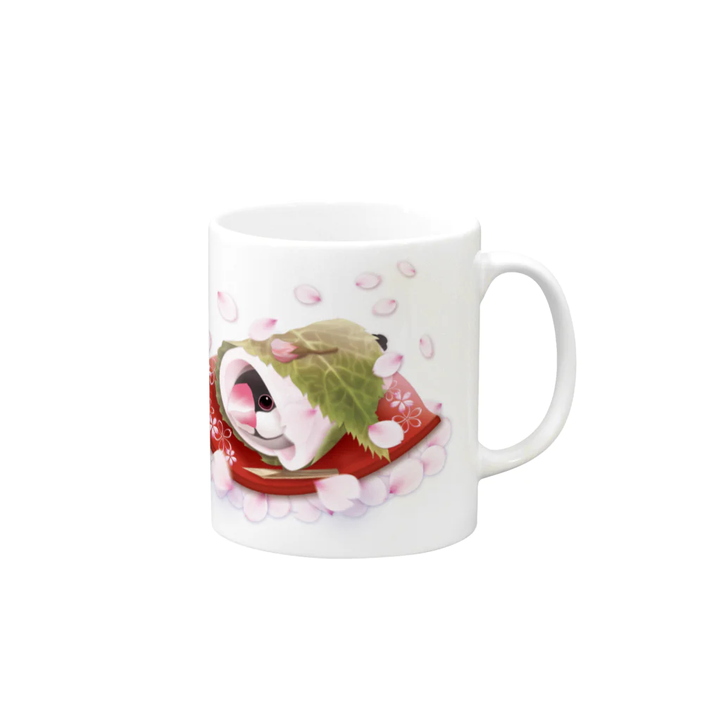 楓工房 ＊suzuri店＊の桜餅ぶん Mug :right side of the handle