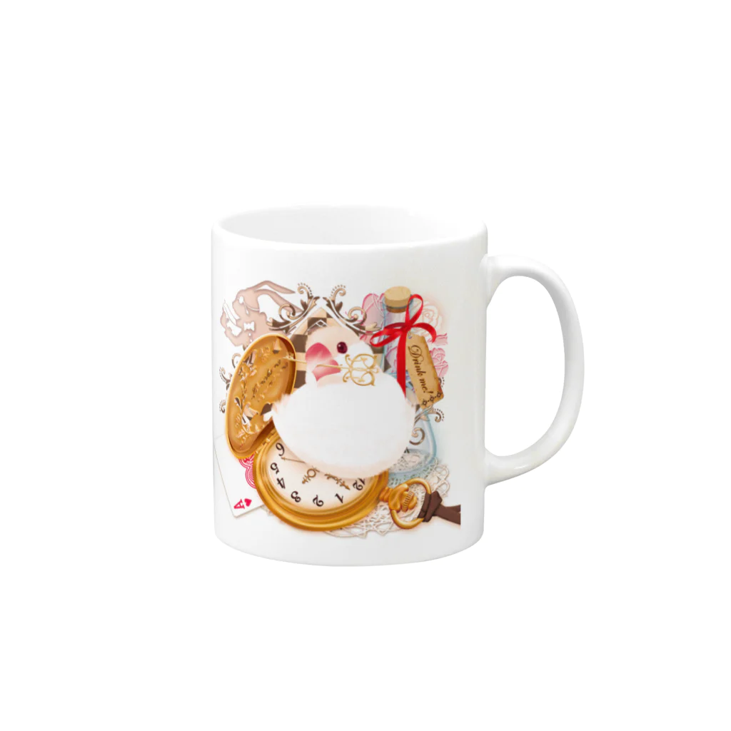 楓工房 ＊suzuri店＊の不思議の国の文鳥 Mug :right side of the handle