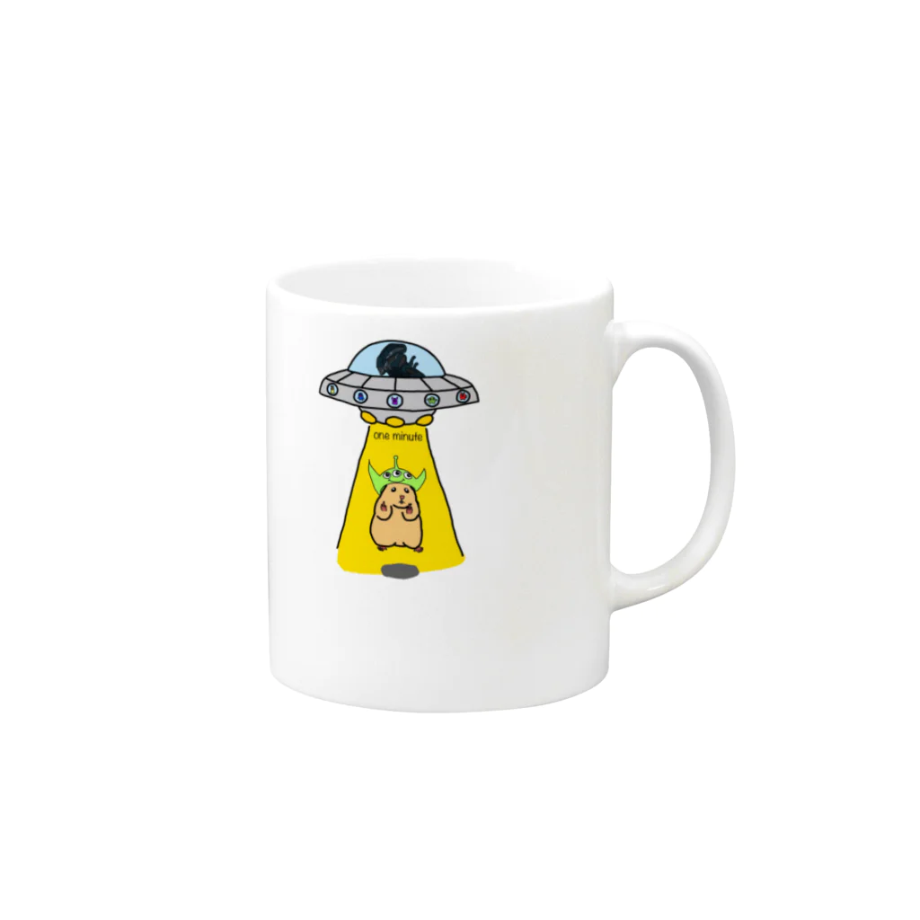 one minute shopのエイリアンにさらわれるハムスター Mug :right side of the handle