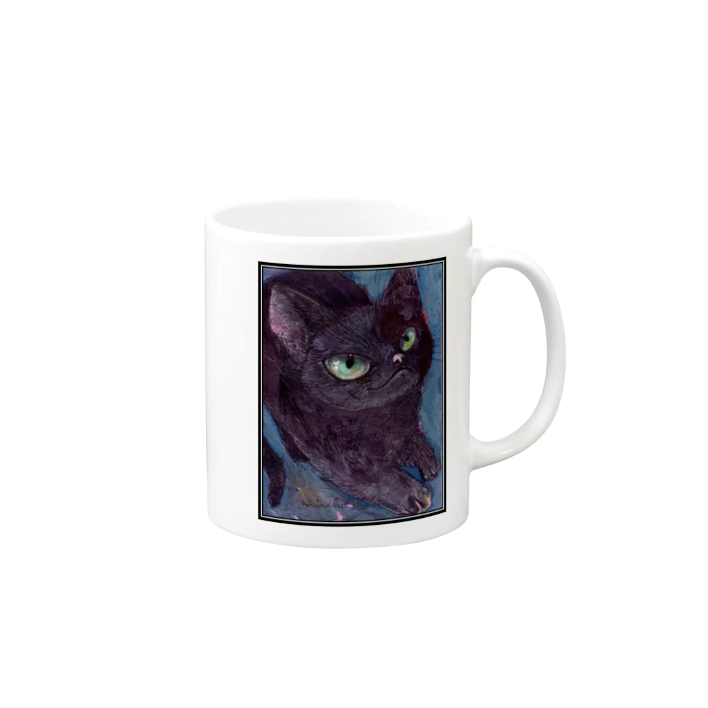 おおかみのしっぽの黒猫 Mug :right side of the handle