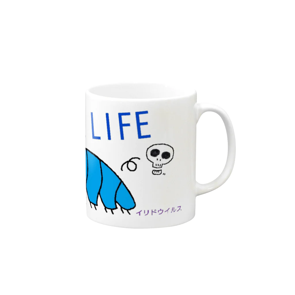 SMALL LIFEのイリドウイルス Mug :right side of the handle