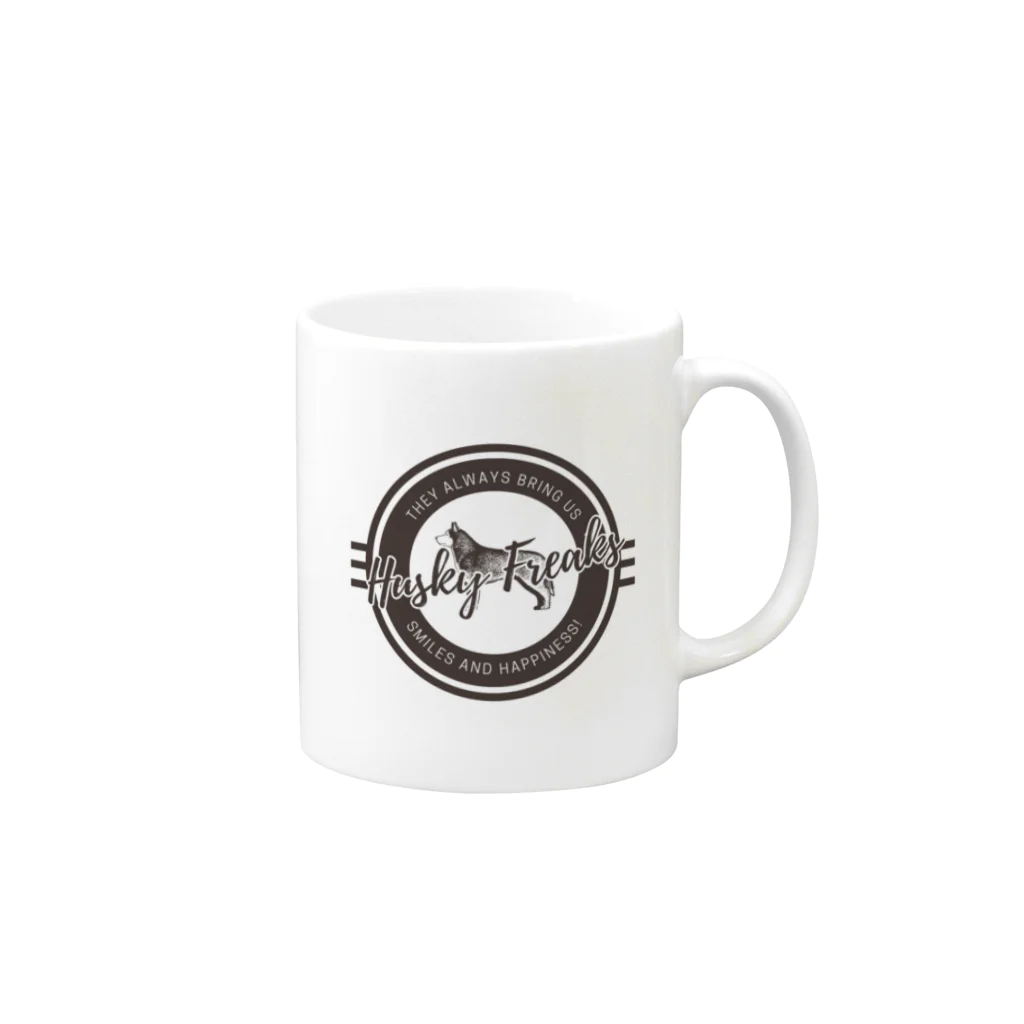 Doggie Freaksのハスキーフリークス　カフェ風ロゴver Mug :right side of the handle