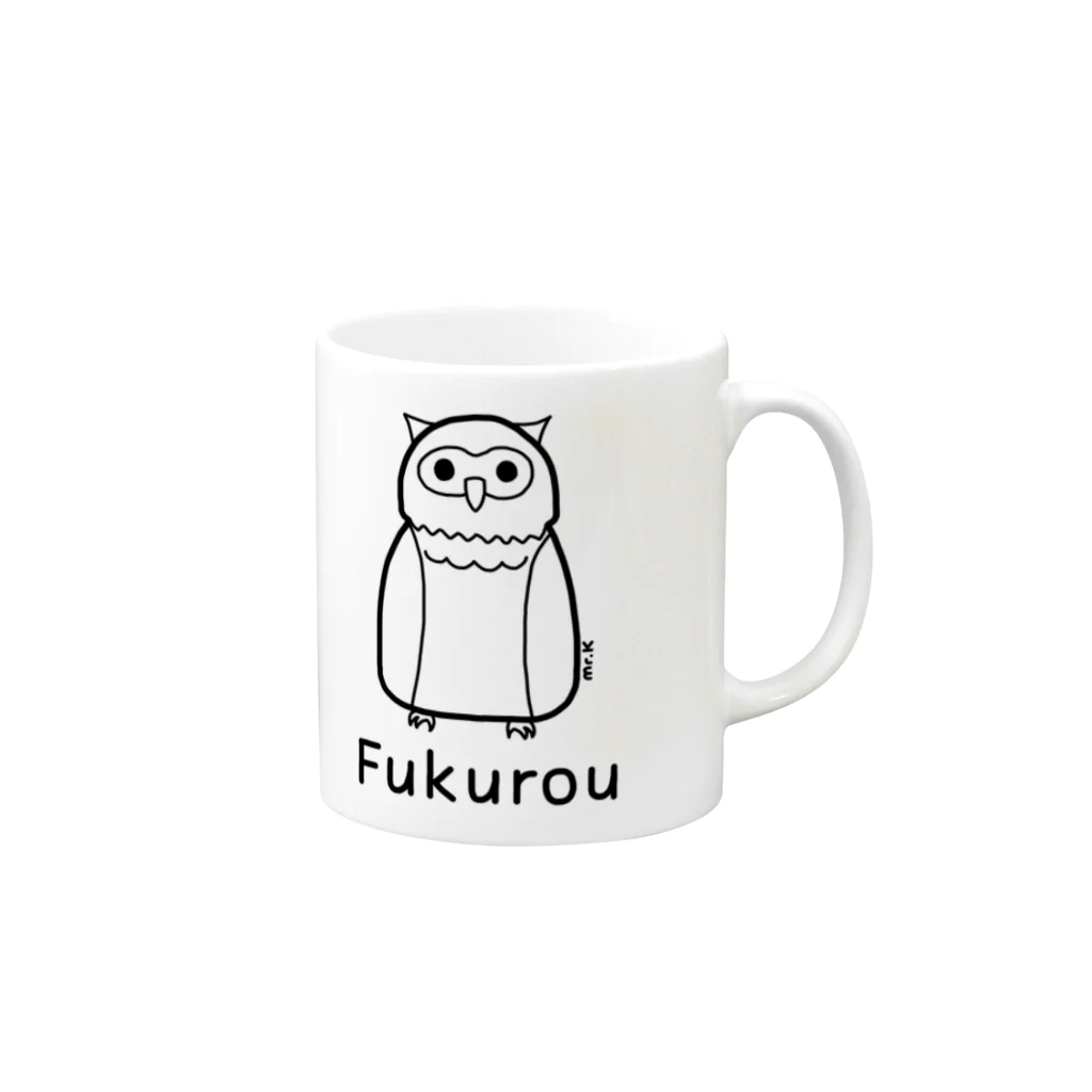 MrKShirtsのFukurou (フクロウ) 黒デザイン Mug :right side of the handle