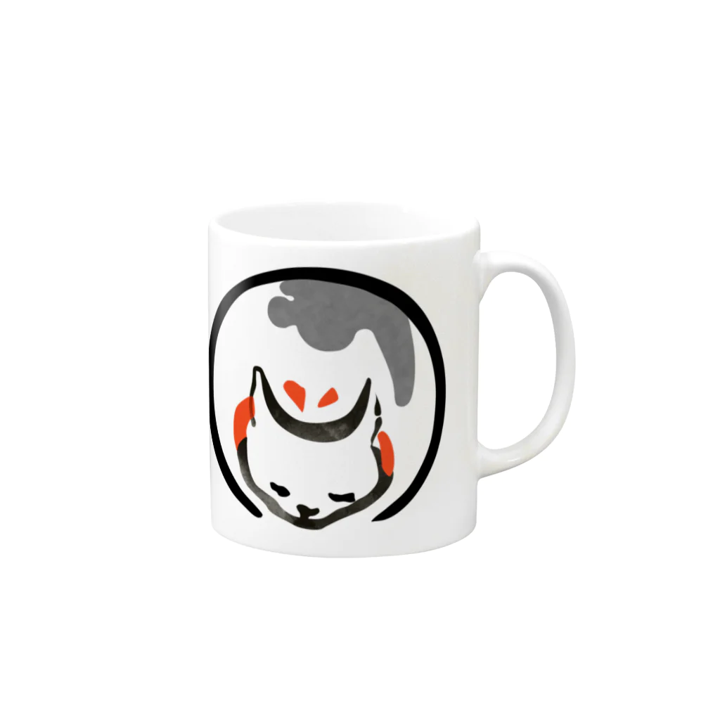 INIの浮世絵　丸い猫 Mug :right side of the handle