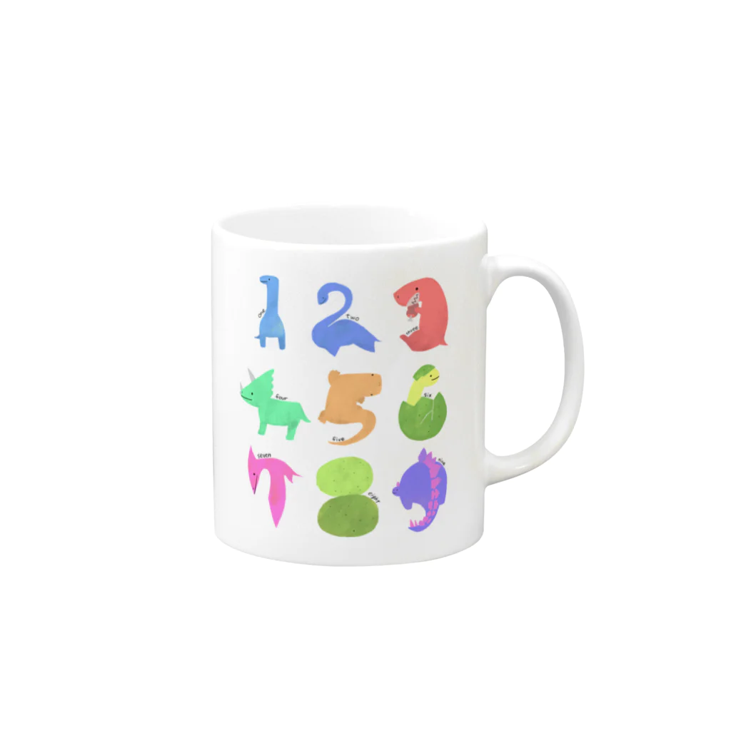 DinogaSuki -恐竜のこども服-の数字の恐竜たち Mug :right side of the handle