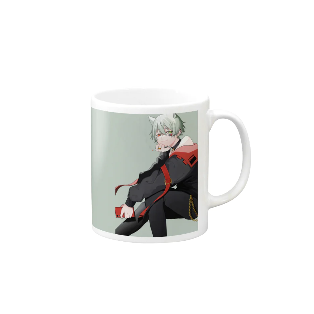 嫁野鎖煉@🤟🤪⛓️個人勢Vtuberの名前ロゴ入り Mug :right side of the handle