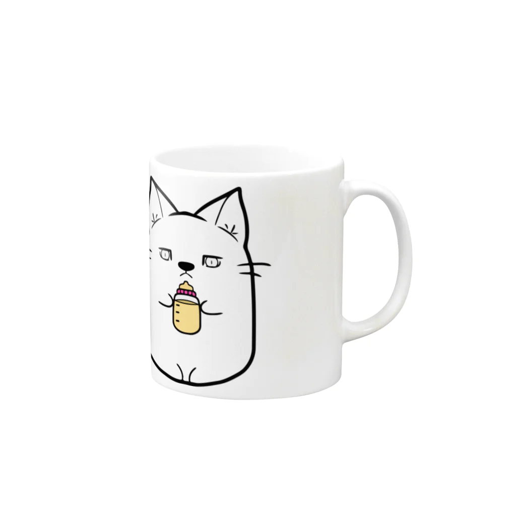 どやネコ！どやちゃん。のねこさんとミルク(もちねこ) Mug :right side of the handle