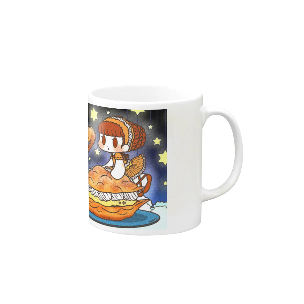 まんまるまろのスワンシュークリーム Mug :right side of the handle