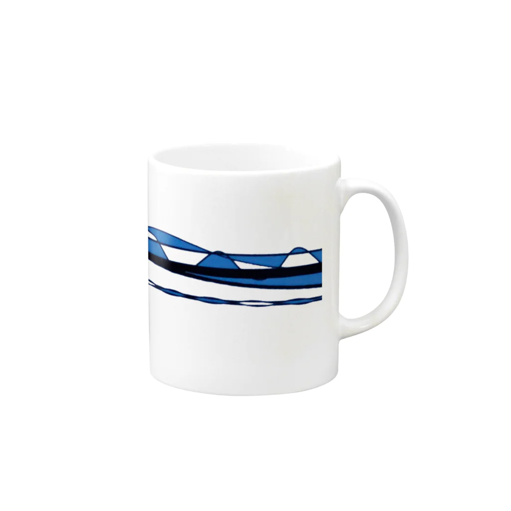 katsith tincropのパラレルウェーブブルーコンポジション Mug :right side of the handle