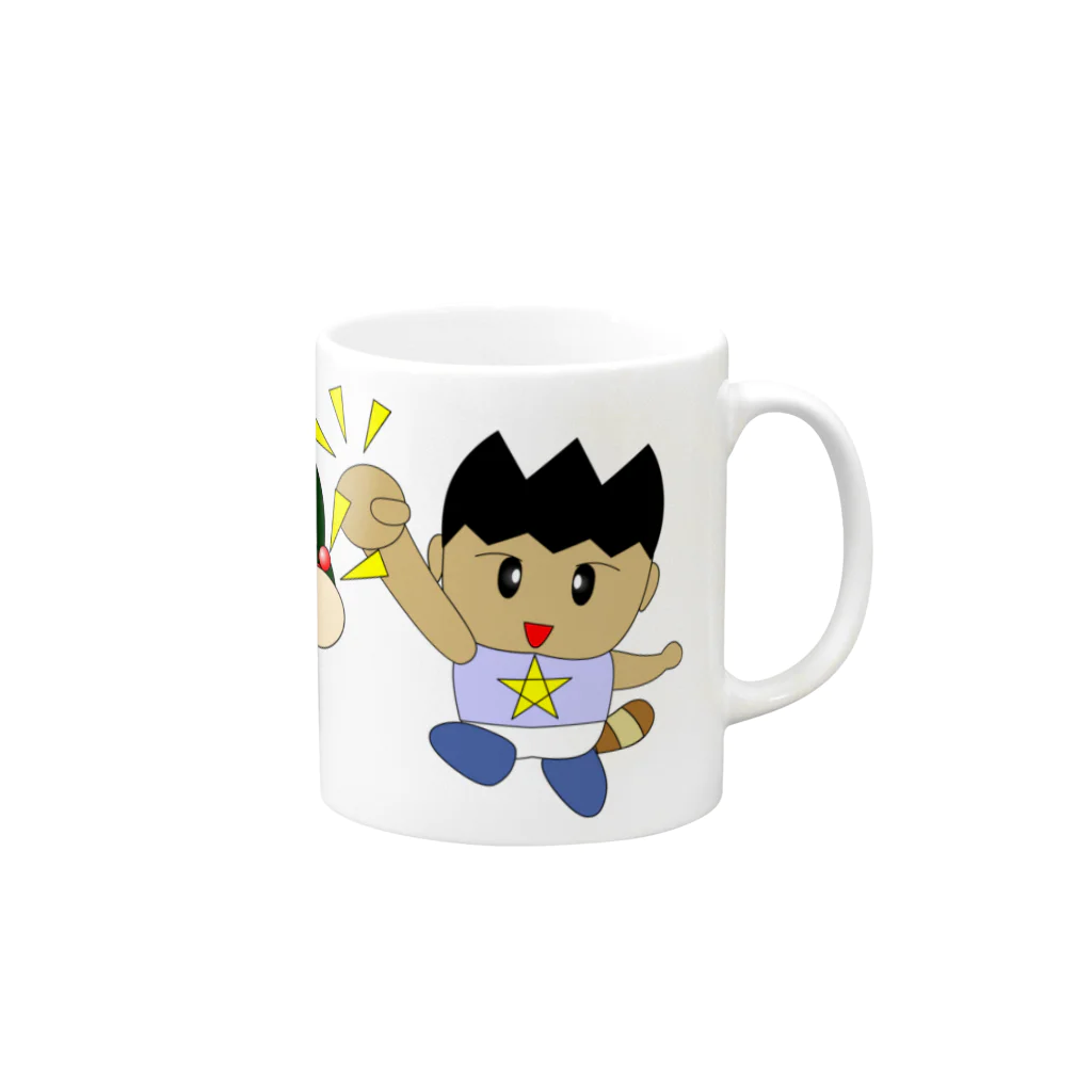 WANPA's STOREのミニわんぱ君としおりちゃん Mug :right side of the handle