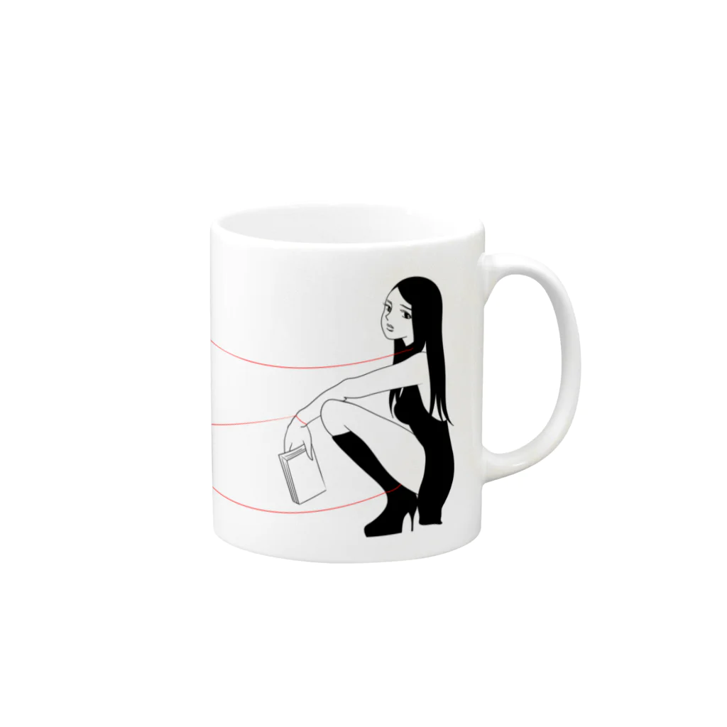 南口綾瀬 WEB STOREの I Love Books Mug :right side of the handle