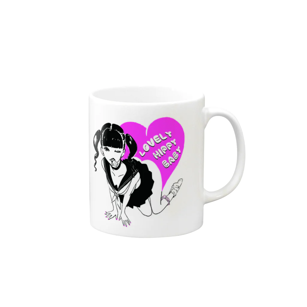 花岡 すーじーのLOVELY HIPPY BABY-bl Mug :right side of the handle