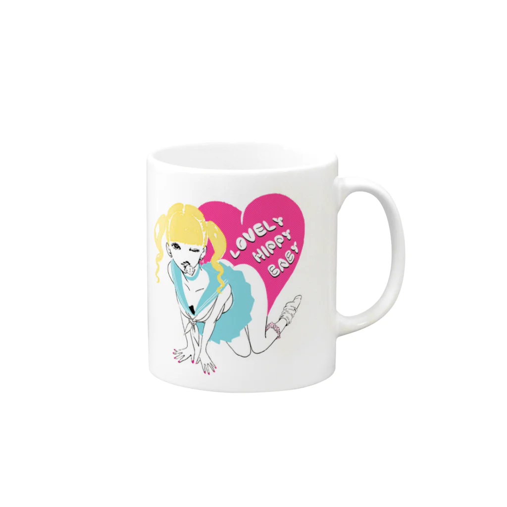 花岡 すーじーのLOVELY HIPPY BABY 2 Mug :right side of the handle