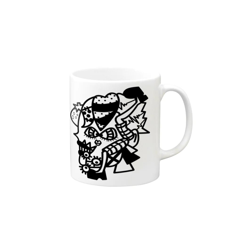 みッくスの〜不思議シリーズ〜モノクロ❹ Mug :right side of the handle