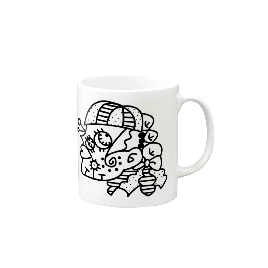 みッくスの〜不思議シリーズ〜モノクロ❺ Mug :right side of the handle