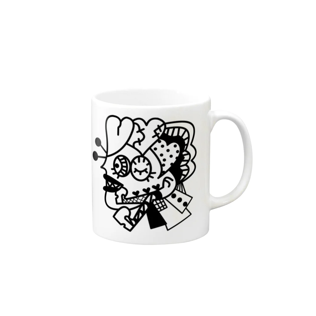 みッくスの〜不思議シリーズ〜モノクロ❻ Mug :right side of the handle