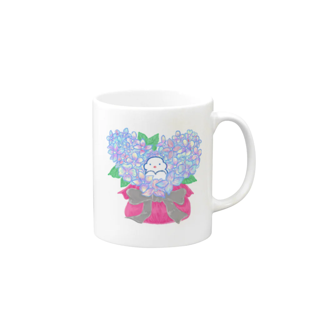 le bouquet（ルブーケ）のブーケさんと紫陽花（6月3日誕生花） Mug :right side of the handle