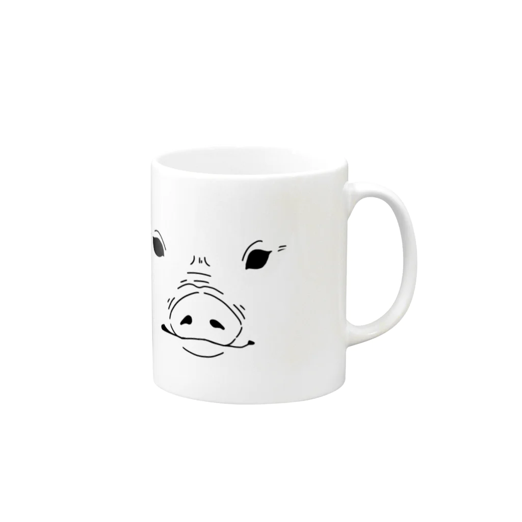 甘味噌のぶたがお Mug :right side of the handle