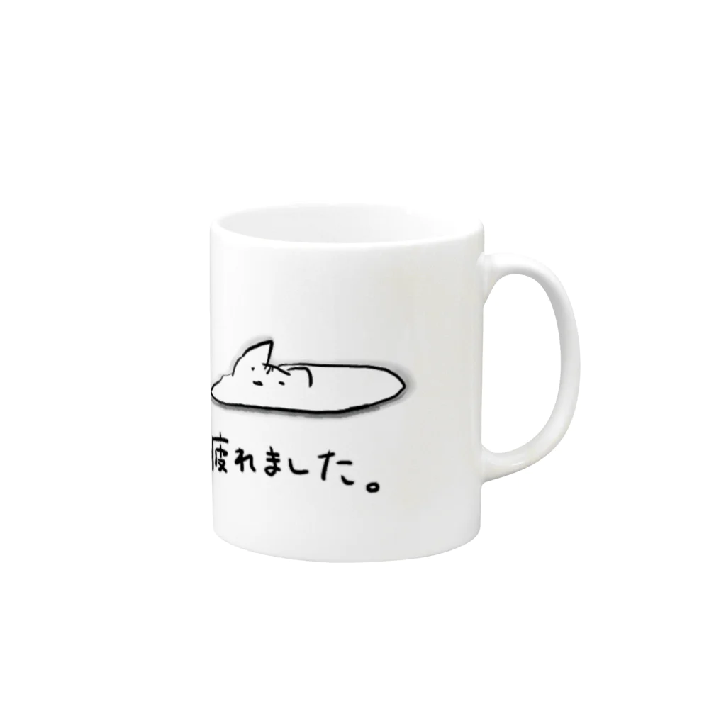 びっとの疲れてとけたねこ Mug :right side of the handle