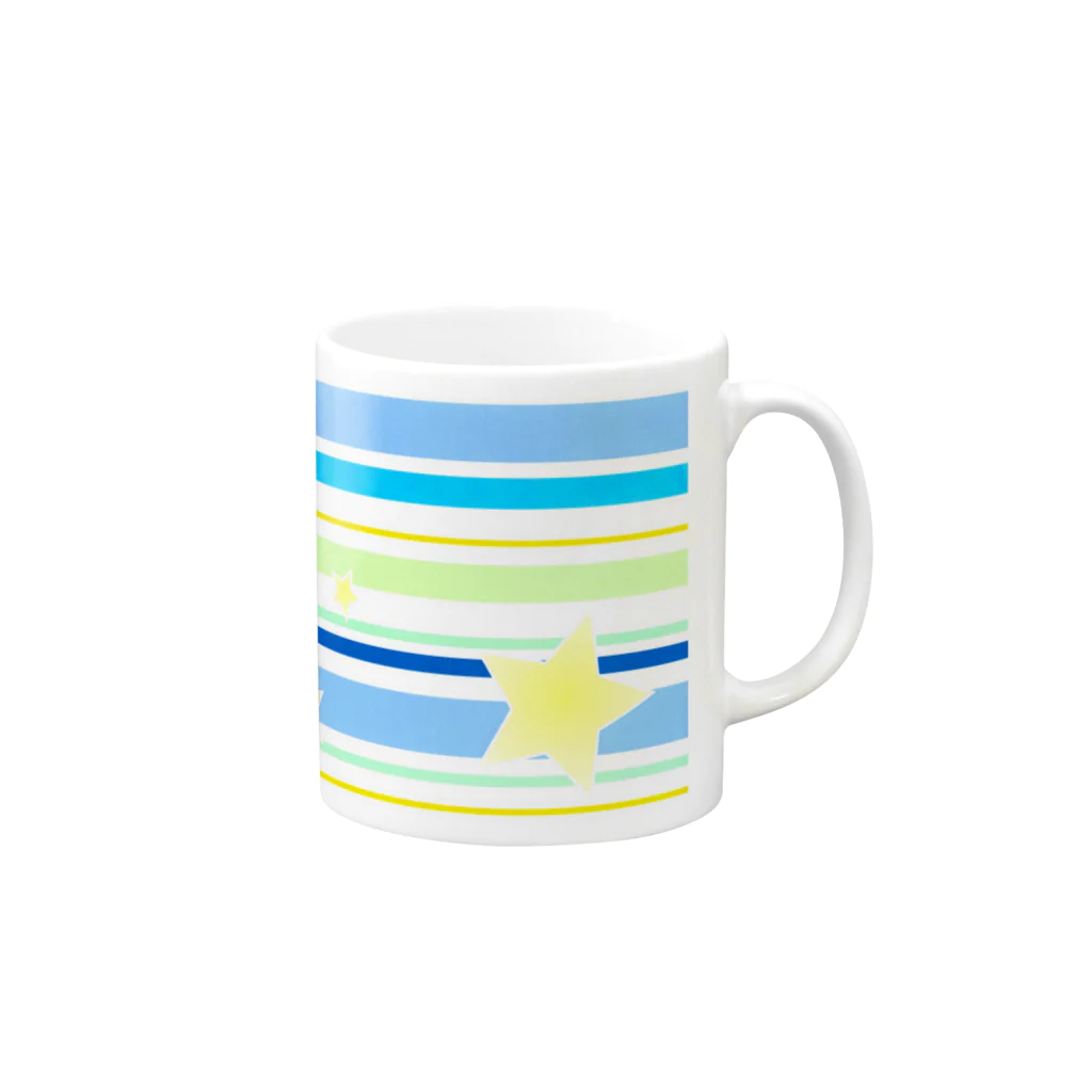 sanasanaのボーダー＋☆ Mug :right side of the handle