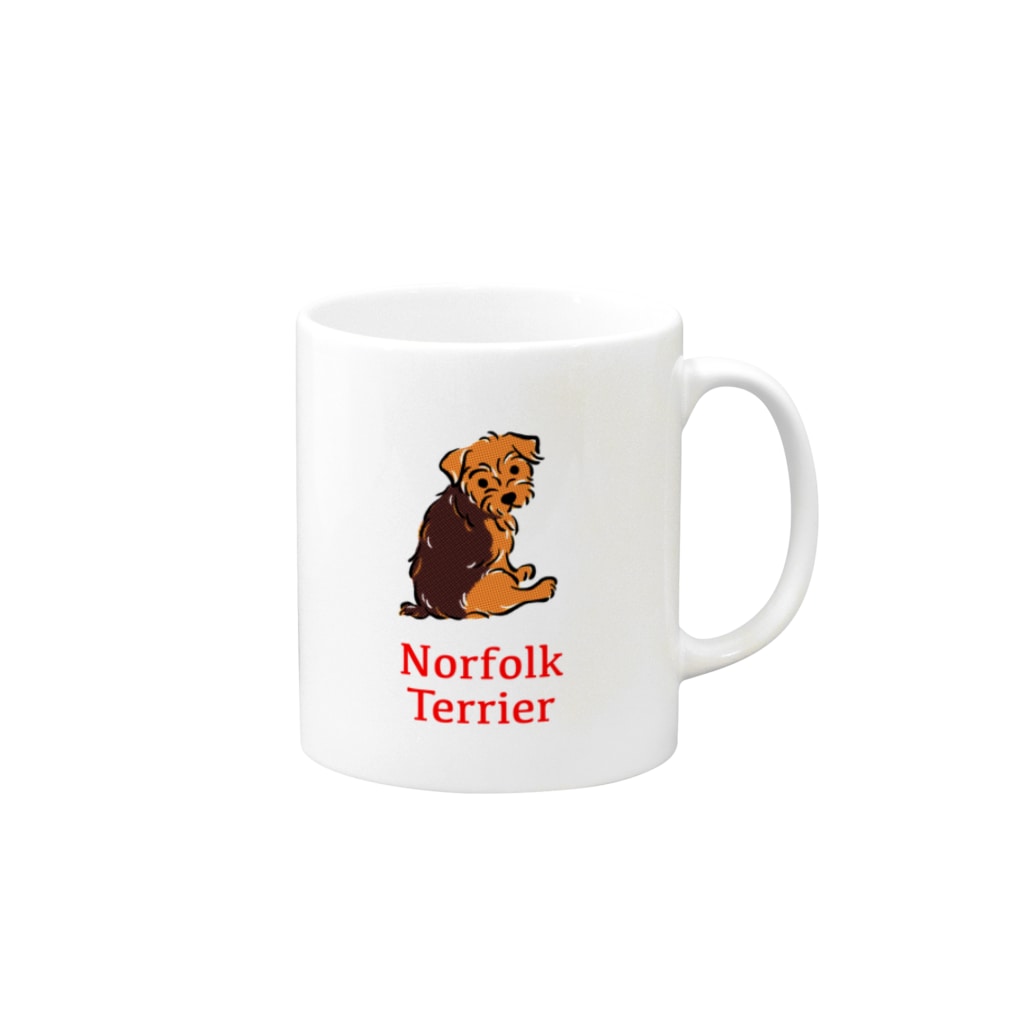 TOMOS-dogのふりむき犬（ドット）ブラタン Mug :right side of the handle