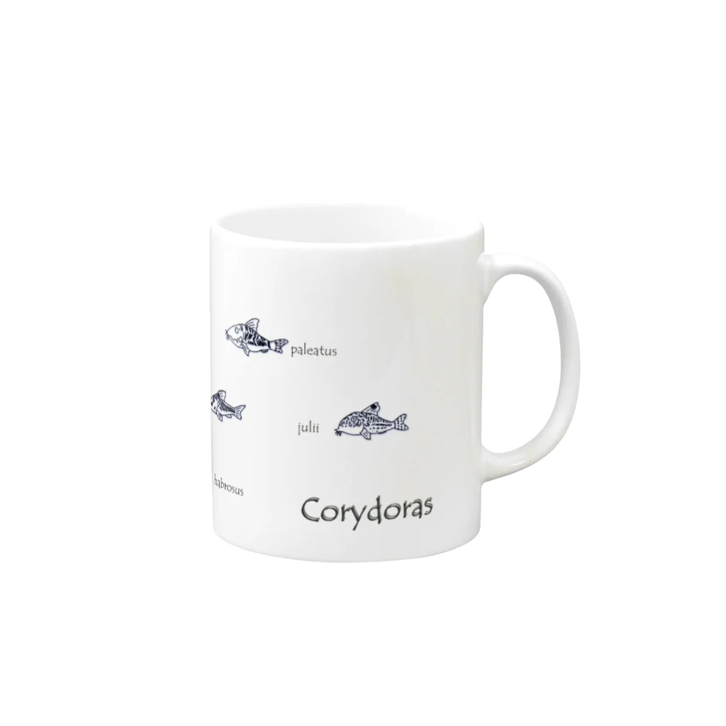 ぺんぎん丸のコリドラス大集合-Corydoras- マグカップの取っ手の右面