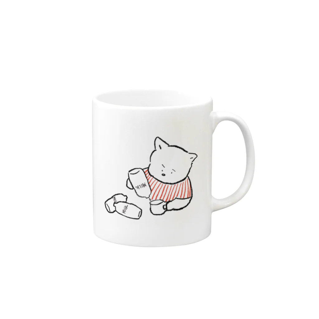 SLOTH STORYの犬とミルク Mug :right side of the handle