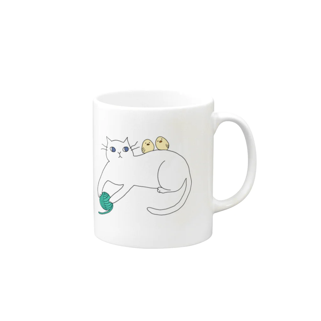 inocoの猫と小鳥 Mug :right side of the handle