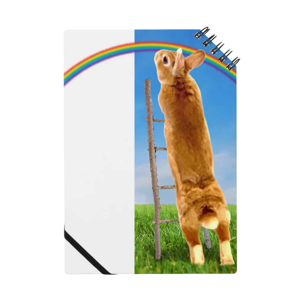 うさぎのうみちゃんねるショップの虹とうさぎ-うさぎのうみ Notebook
