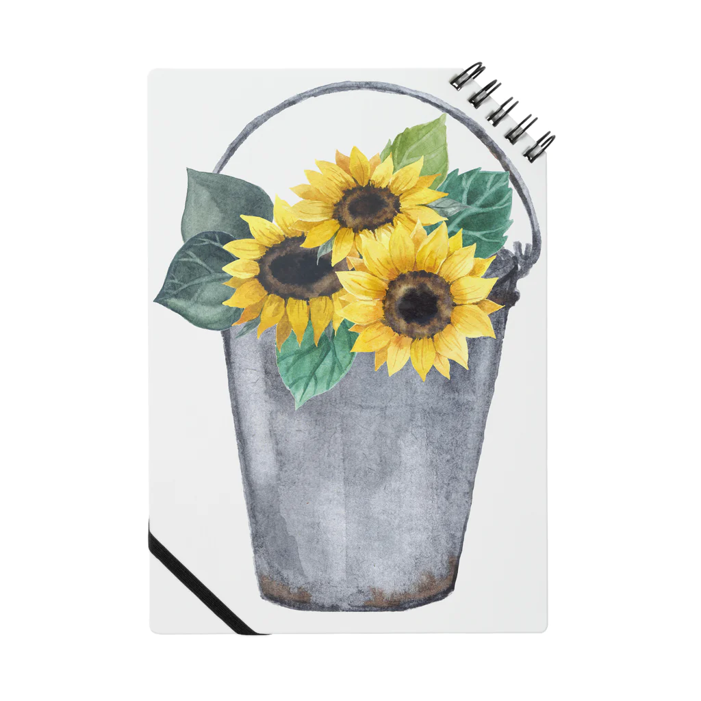 Fred HorstmanのWatering bucket and sunflowers  じょうろ と ひまわり ノート