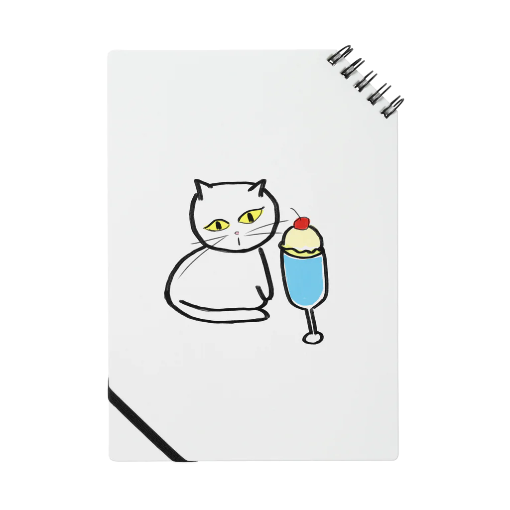 みにゆん　ねこのA lovely white cat who likes ice cream. ノート