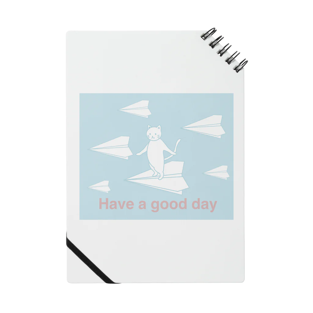 soraのHave a good day 紙飛行機に乗った猫のさぶろう Notebook