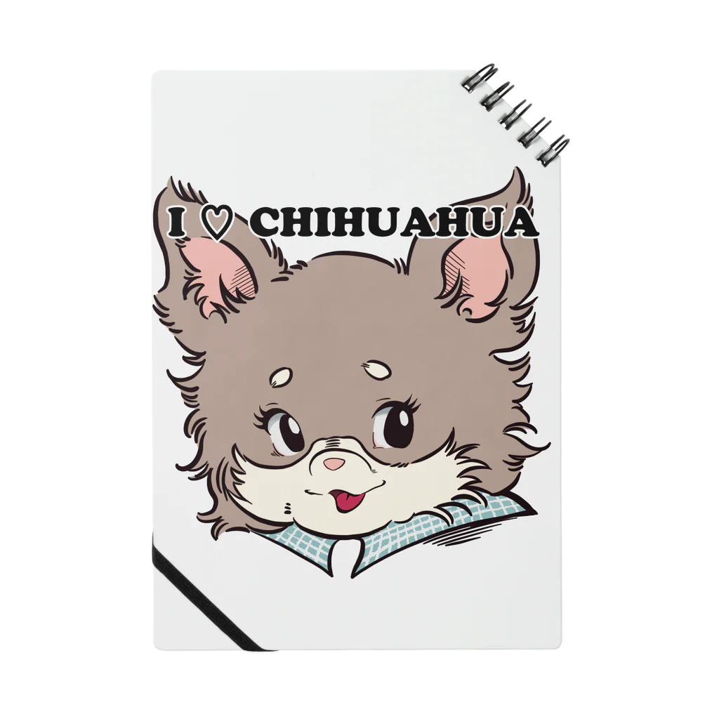 チャリティーグッズ-犬専門デザインのチワワ-チョコタン「I♡CHIHUAHUA」 Notebook