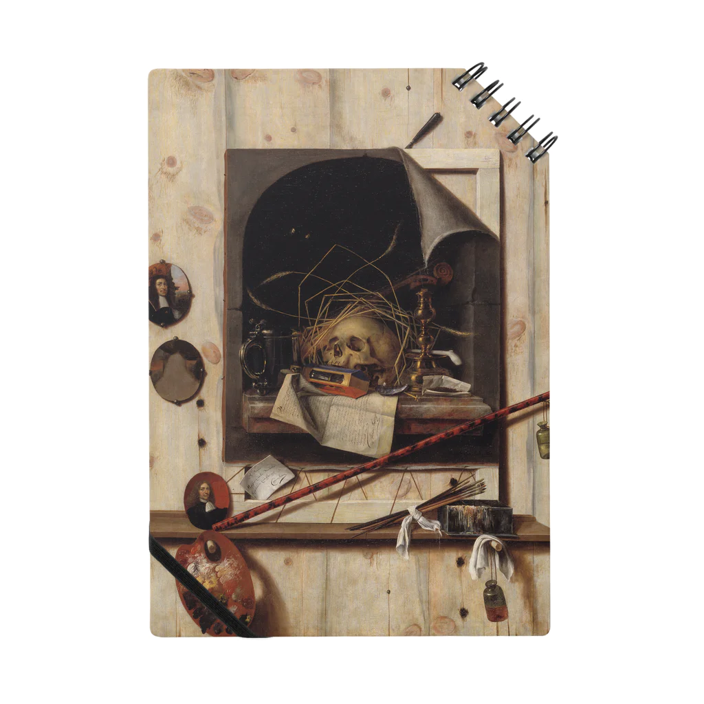 世界美術商店のヴァニタス画のあるアトリエの壁 / Trompe l'oeil with Studio Wall and Vanitas Still Life Notebook