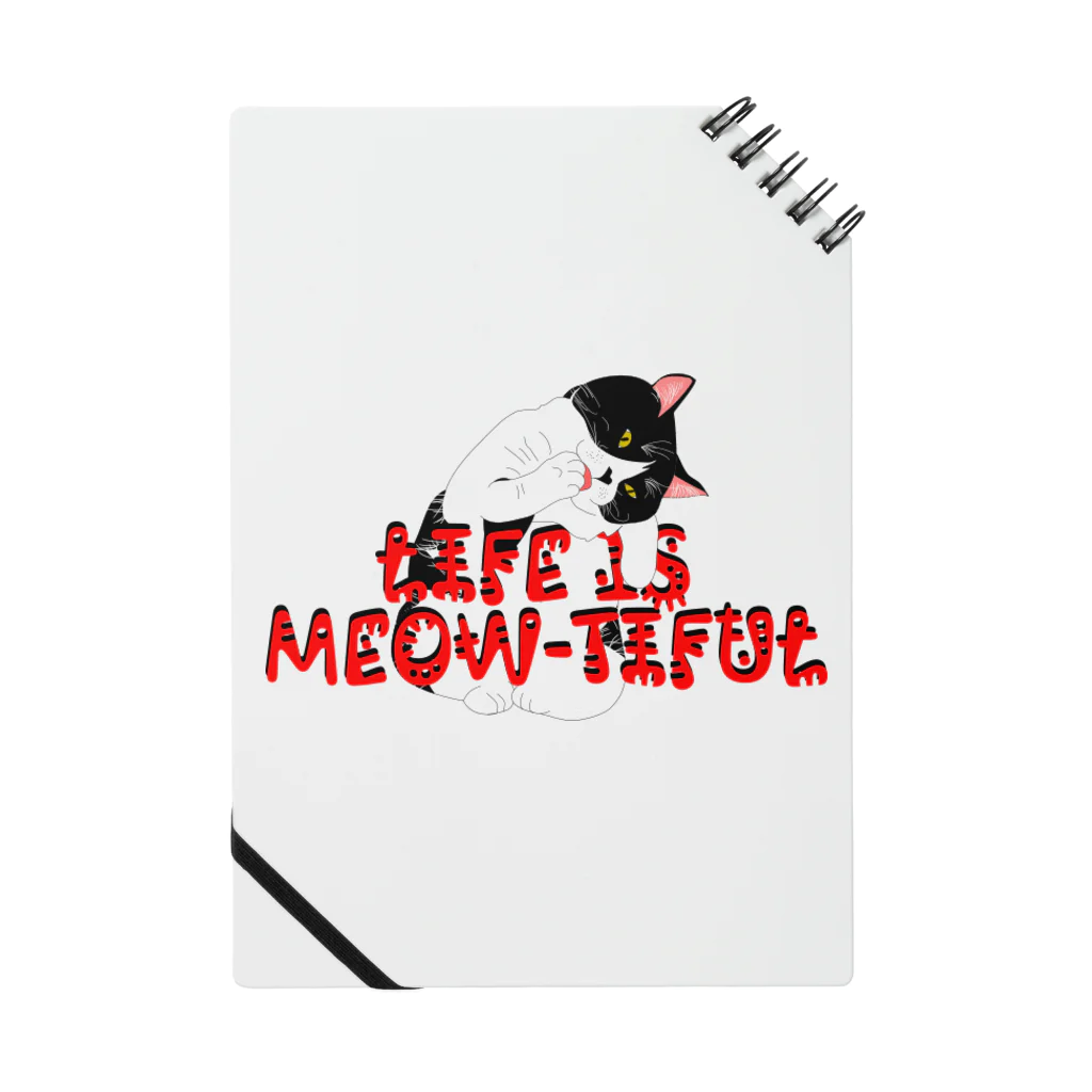 ぷんすこ(♂)のLIFE IS MEOW-TIFUL（黒ラインロゴ） Notebook