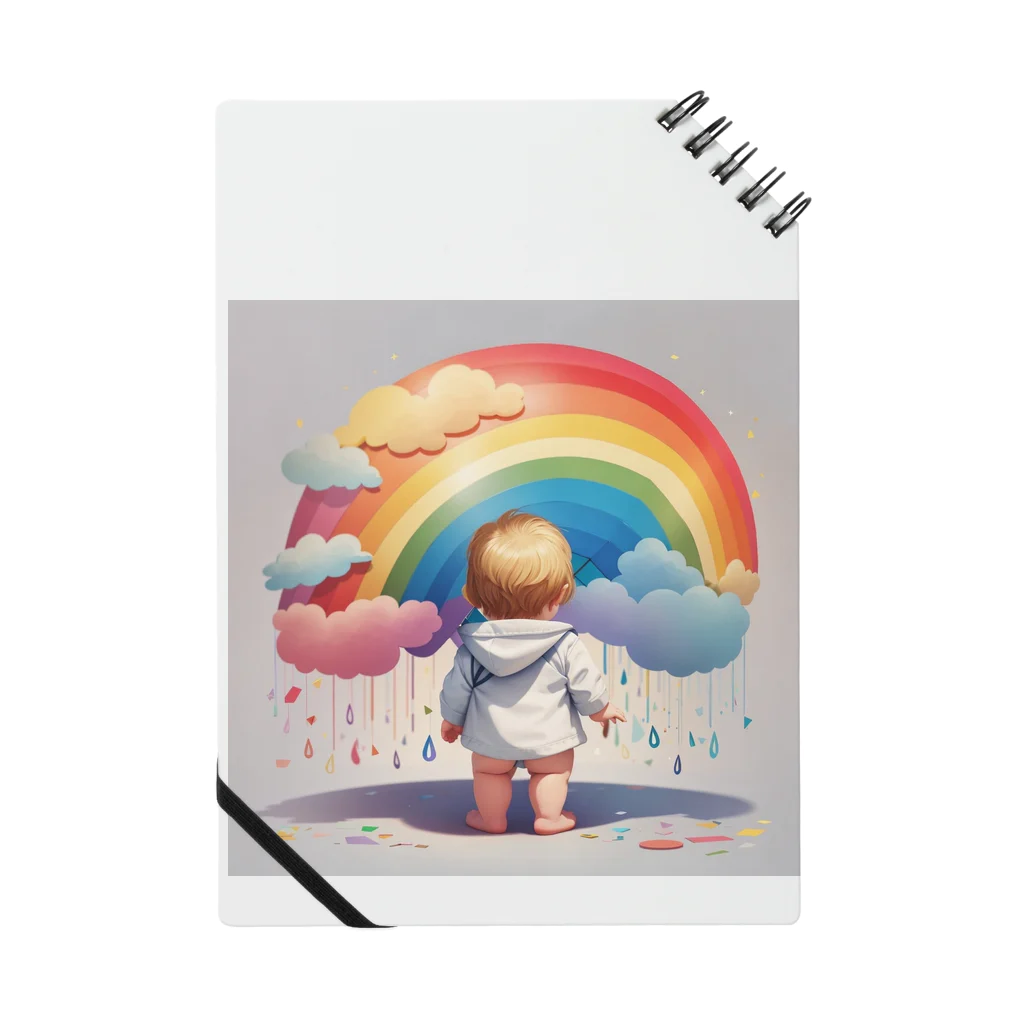 baby umbrellaの虹を見る赤ちゃん Notebook