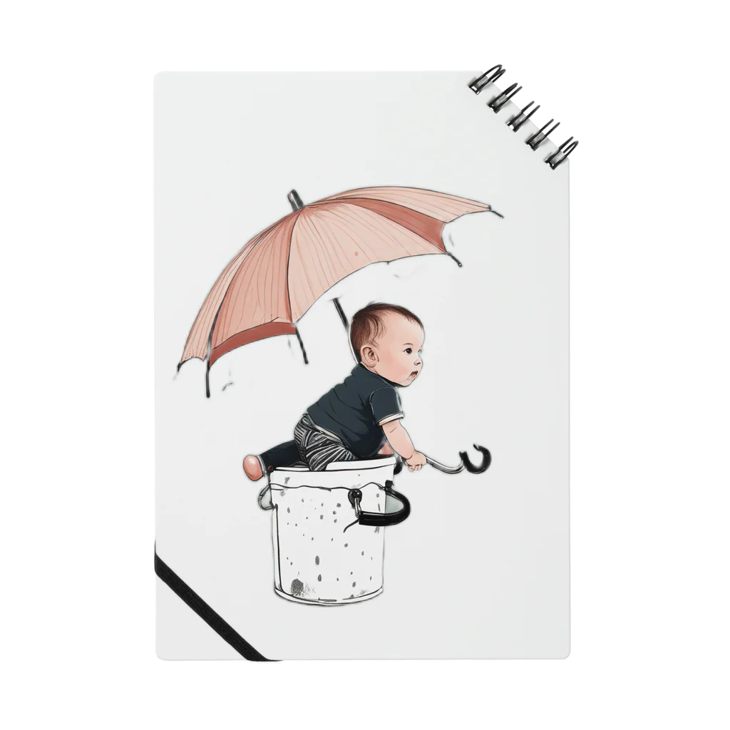 baby umbrellaの水溜まりを見つけた傘を持った赤ちゃん ノート