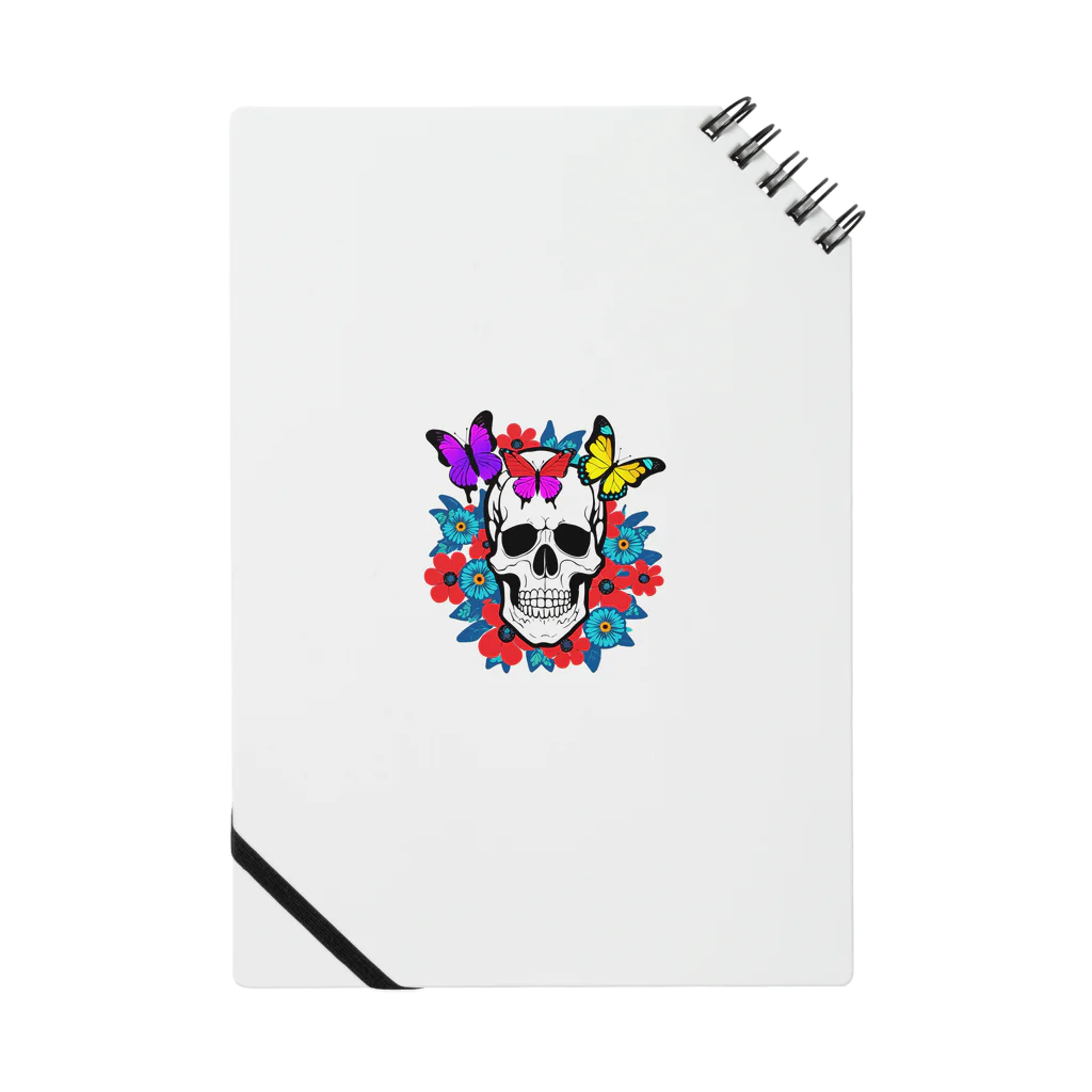 浪漫千代（ロマチョんの店）のA skull in a flower garden Notebook