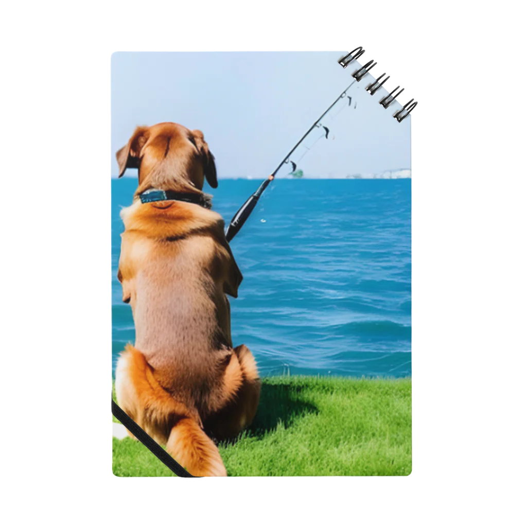 the dog is ⚫︎⚫︎ing ✖️✖️のthe dog is fishing fish Notebook