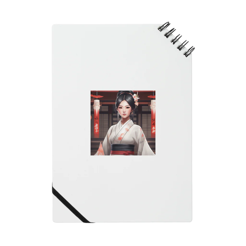 ワンダーワールド・ワンストップの黒髪の美しいポニーテール姿の巫女さん Notebook