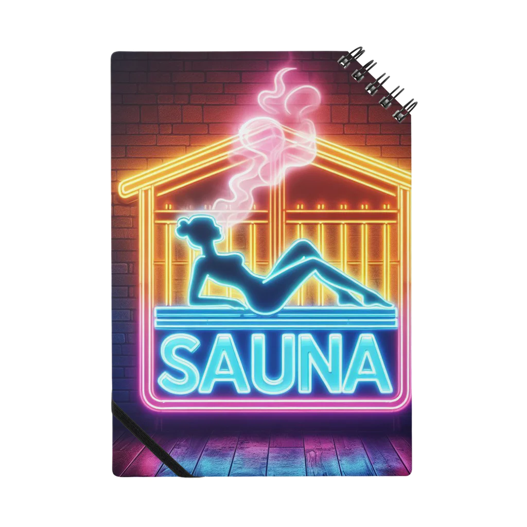 N SAUNA LOGOのネオン風のサウナロゴ3 ノート