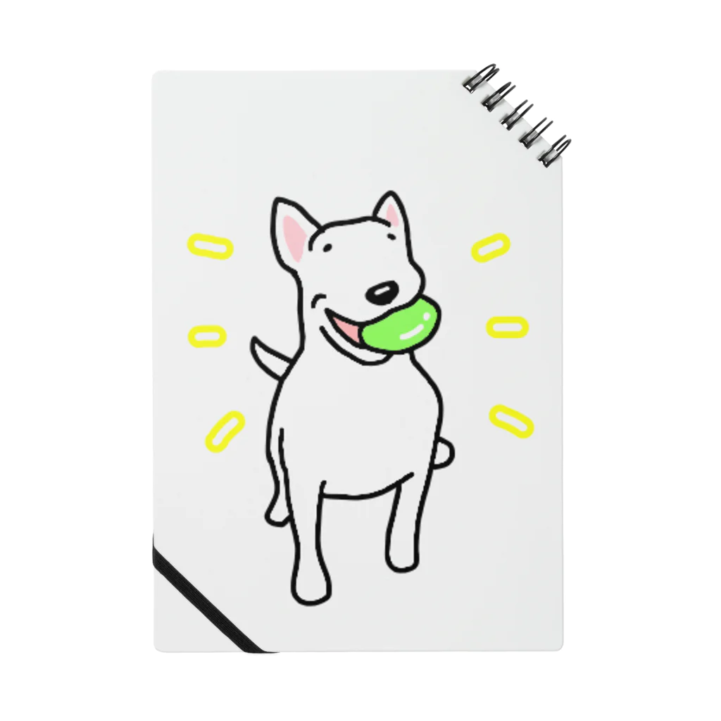 Cute mascot dogsのBull terrier with a ball Notebook