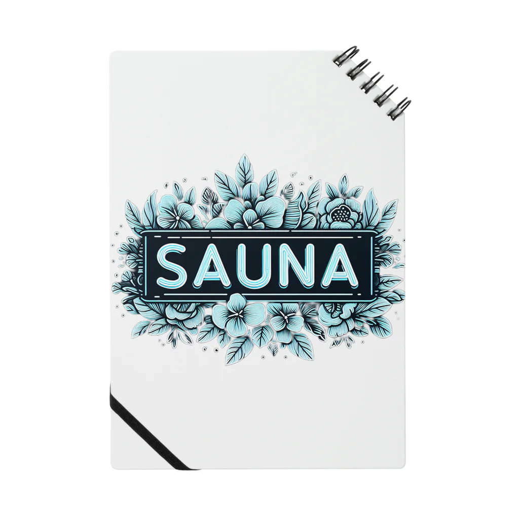 N SAUNA LOGOのネオン風花柄サウナロゴ13　花柄ver.6 ノート