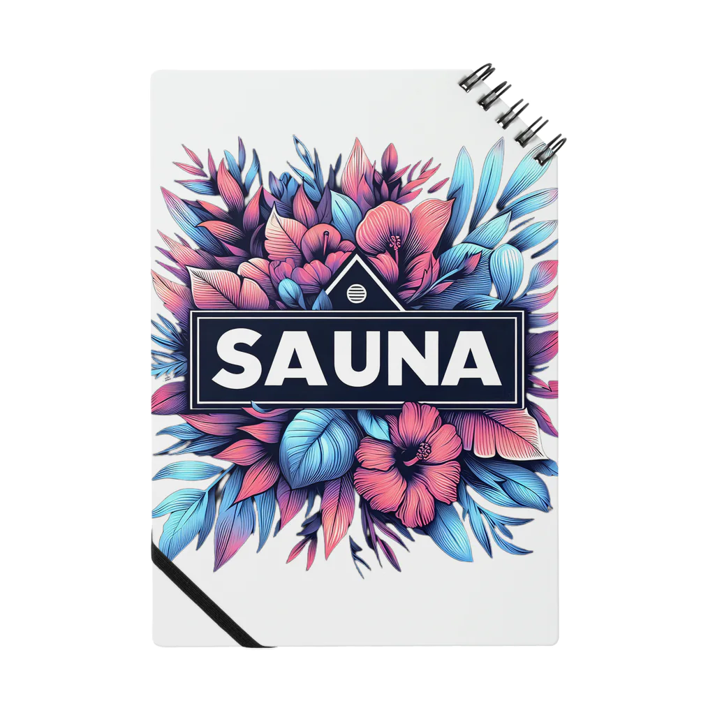 N SAUNA LOGOのネオン風花柄サウナロゴ14　花柄ver.7 ノート