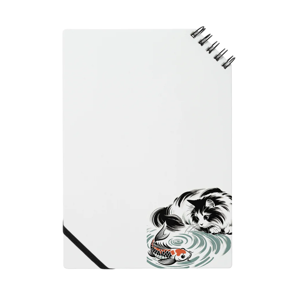 MakotOの猫と鯉（水墨画風） Notebook