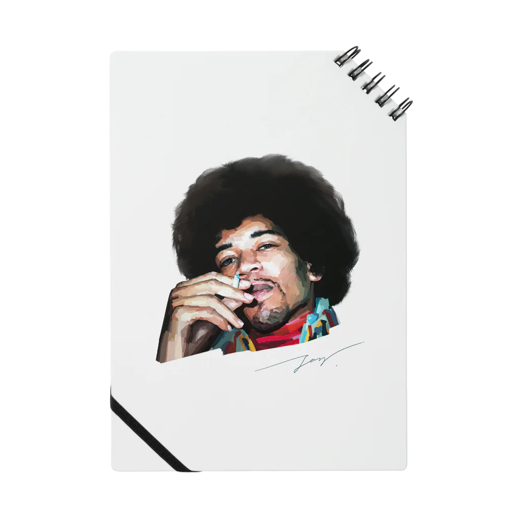 strat.Jay's shopのジミヘン ジミヘンドリックス Jimi Hendrix イラスト 絵 ロック ギター ギターリスト ブルース ノート