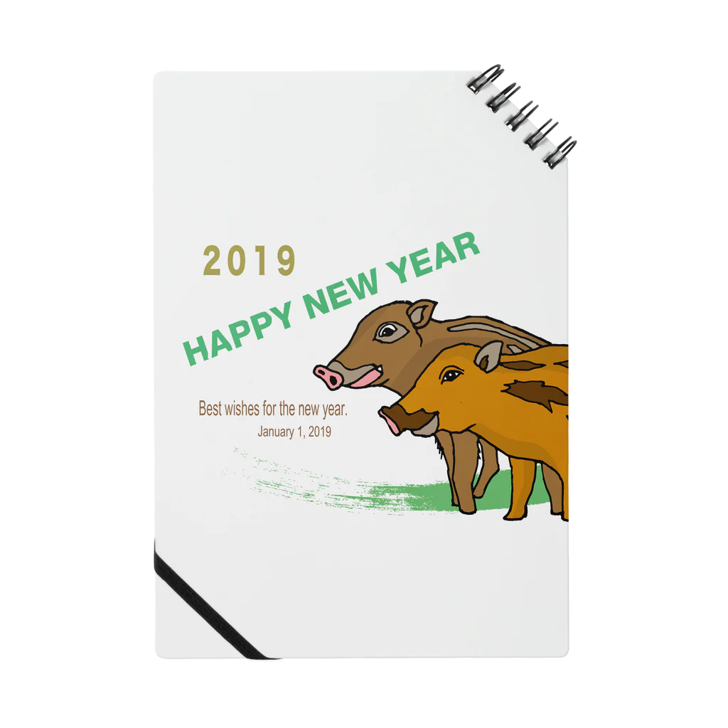 ジルトチッチのデザインボックスの2019亥年の猪のイラスト年賀状イノシシ Notebook