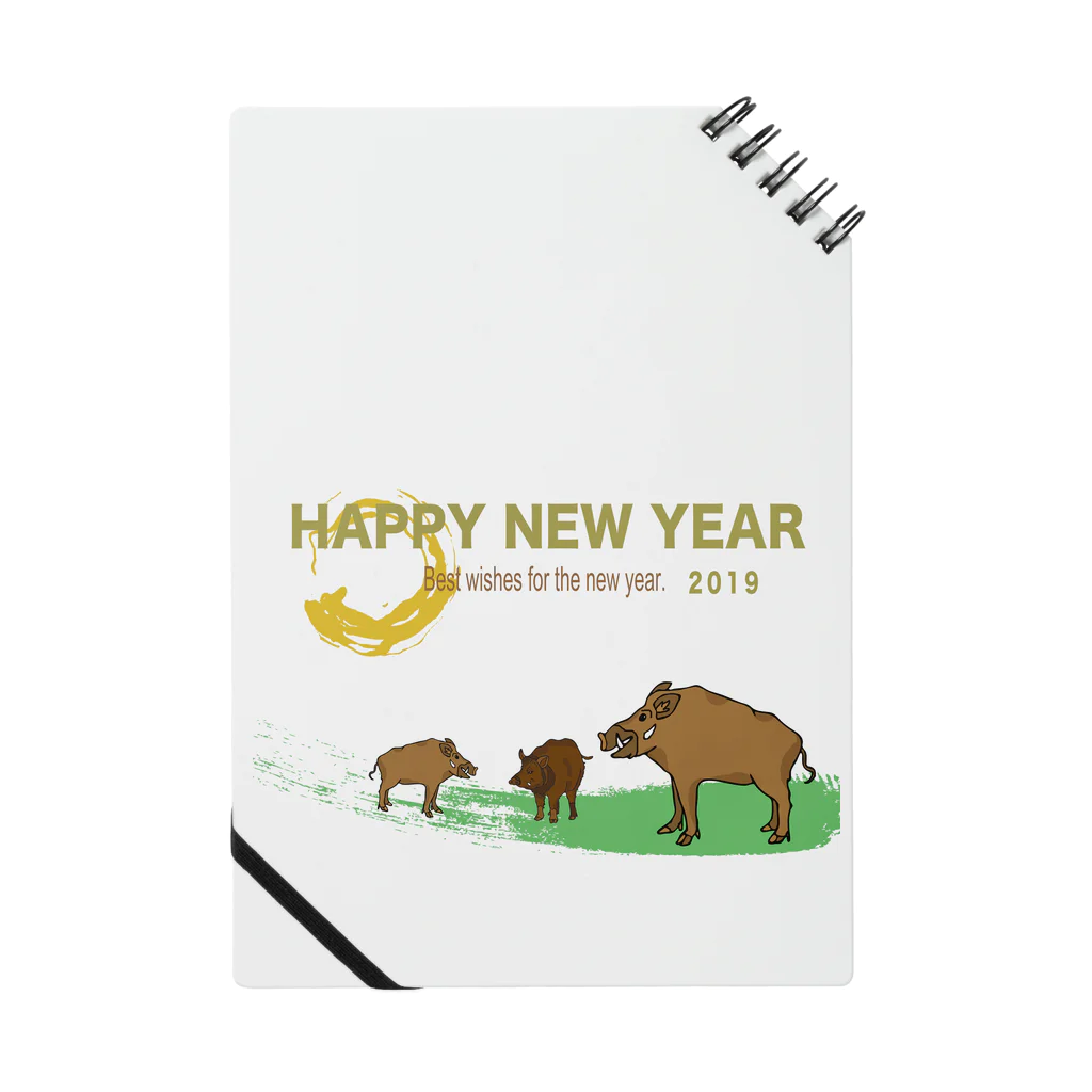 ジルトチッチのデザインボックスの2019亥年の猪のイラスト年賀状イノシシ ノート