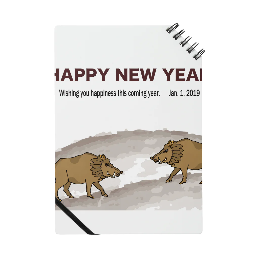 ジルトチッチのデザインボックスの2019亥年の猪のイラスト年賀状イノシシ ノート