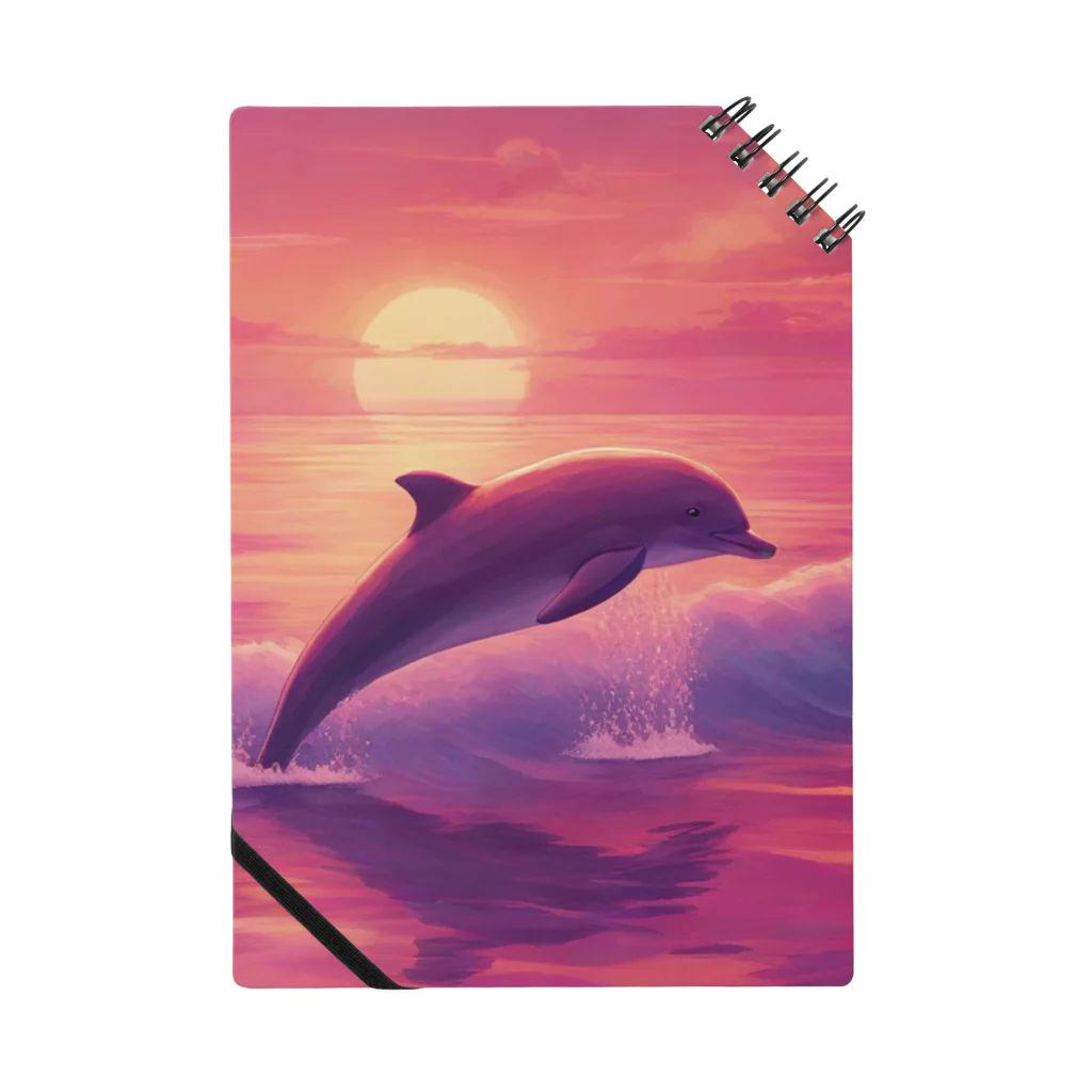 キャリーのサンセットビーチのピンクイルカ Notebook
